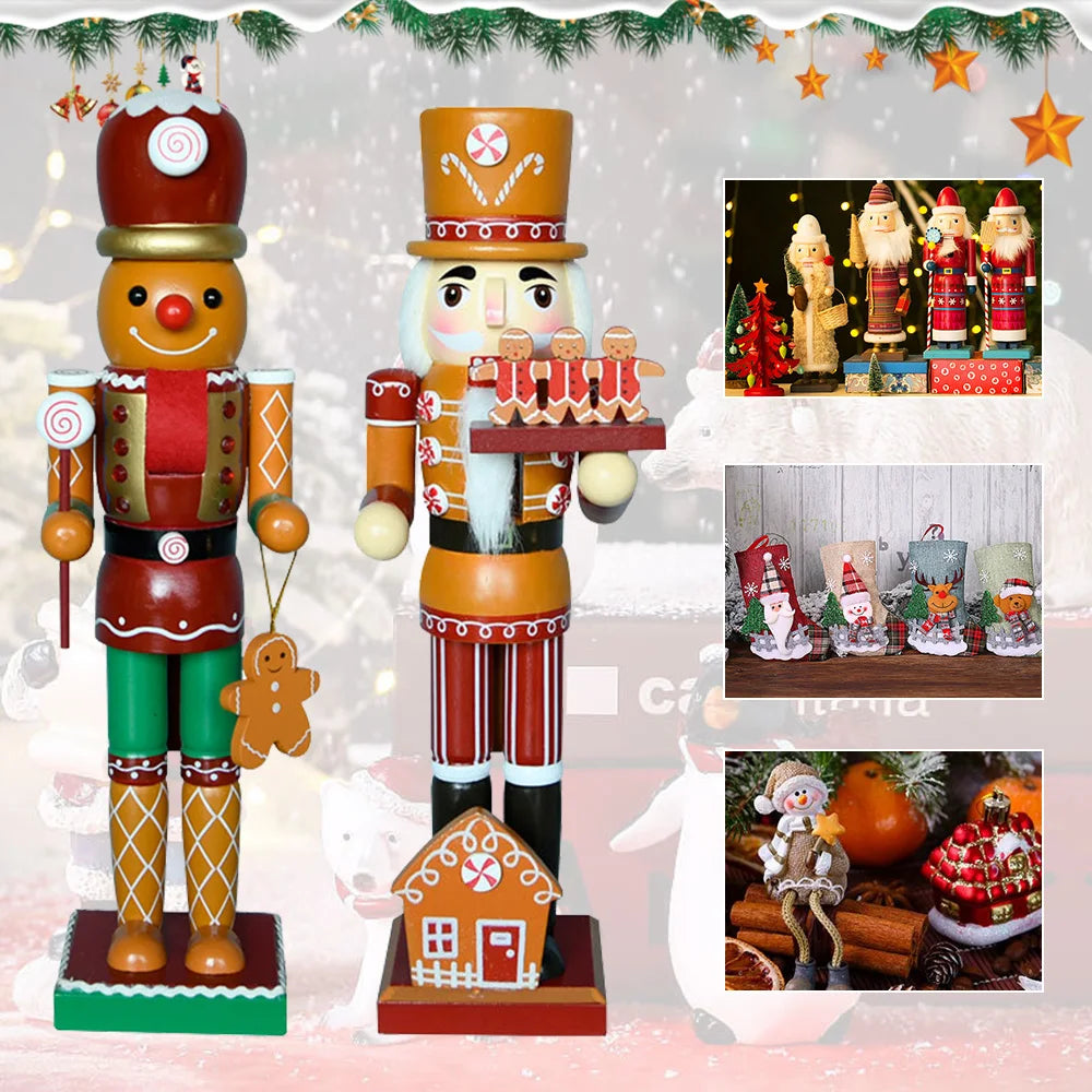 Christmas Wooden Soldier Nutcracker Walnut Soldier Xmas Gift Gingerbread Ornaments Party Ornament Man Puppet Figures Soldier Handcraft Dolls ShopOnlyDeal