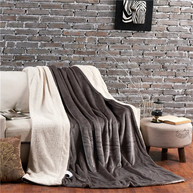 Wool Blanket Throw Keep Warm Winter Bed Blankets Double Sided Queen Duvet Cover Camping Double Bed Cover Bedspread on the bed ShopOnlyDeal