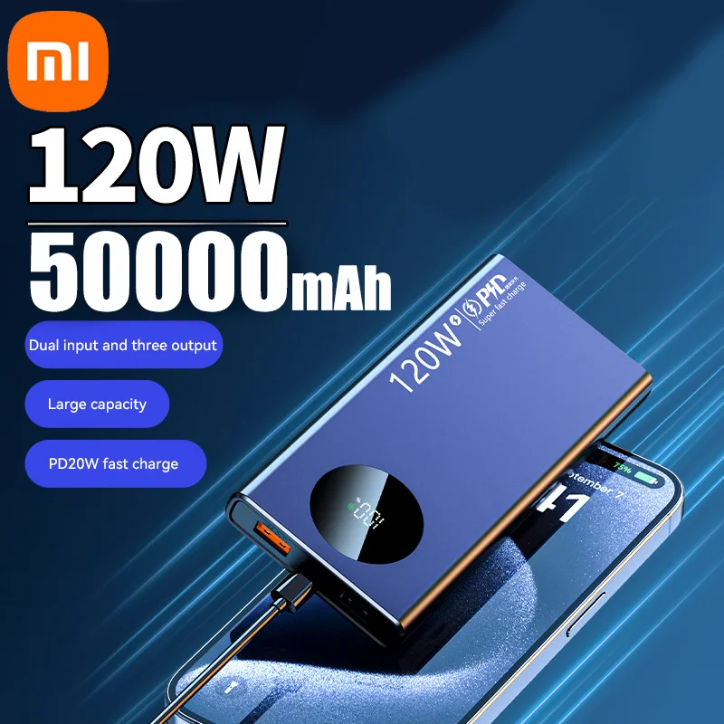 Xiaomi 120W  50000mAh  High Capacity Power Bank Fast Charging Powerbank Portable Battery Charger For iPhone Samsung Huawei NEW ShopOnlyDeal