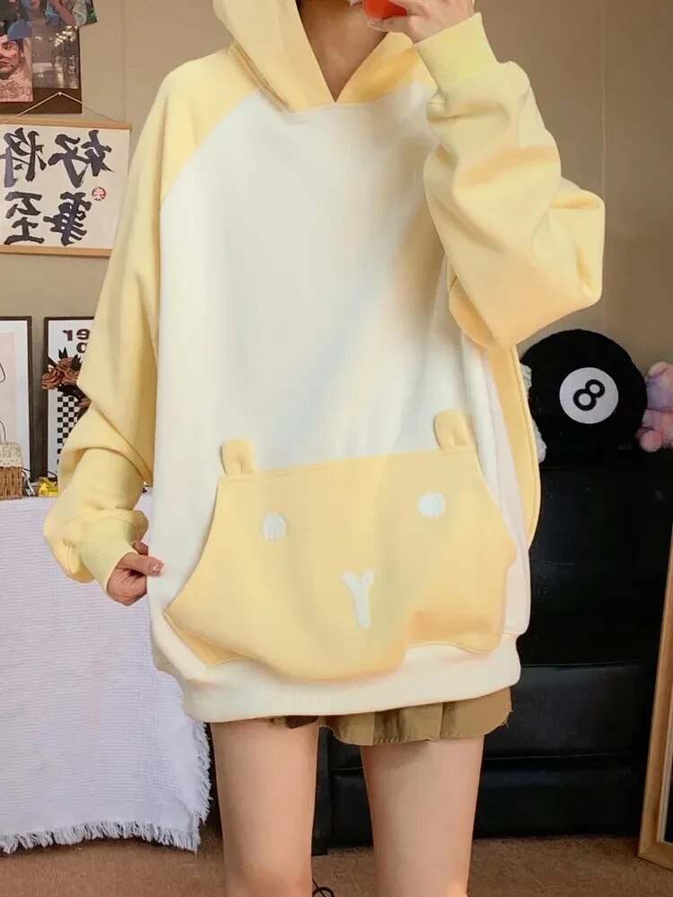 Y2k Women Korean Japan Hoodies Harajuku Kawaii Rabbit Hoodie Sweatshirt Long Sleeve Tops Bunny Ears Outerwear Hooded Clothes ShopOnlyDeal