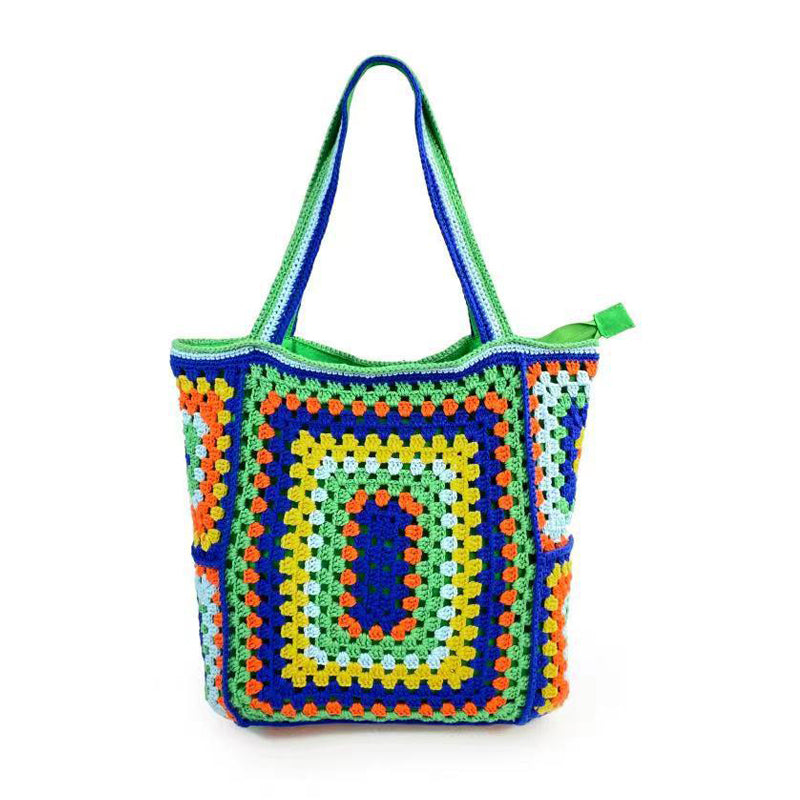 Bohemian Crochet Women Shoulder Bags - Knitting Large Capacity Tote Bag for Casual Style - Lady Handbags, Big Shopper Purses, Summer Beach Bags with a Boho Vibe HISUELY 88 Store