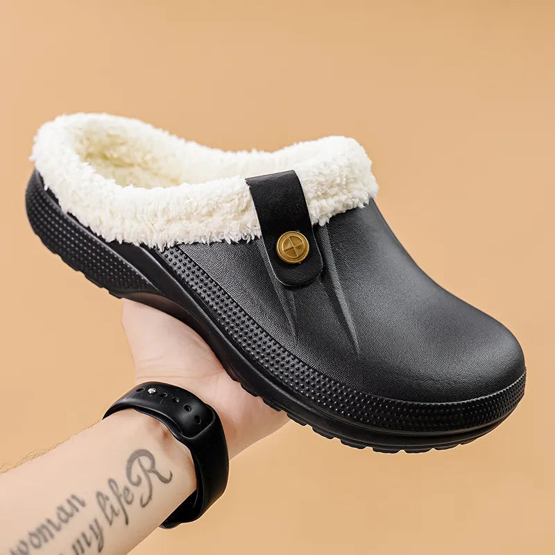Men Women Slippers Waterproof EVA Warm Furry Wrapped Slippers Indoor Home Cotton Shoes Fur Slides Plush Winter Slippers ShopOnlyDeal