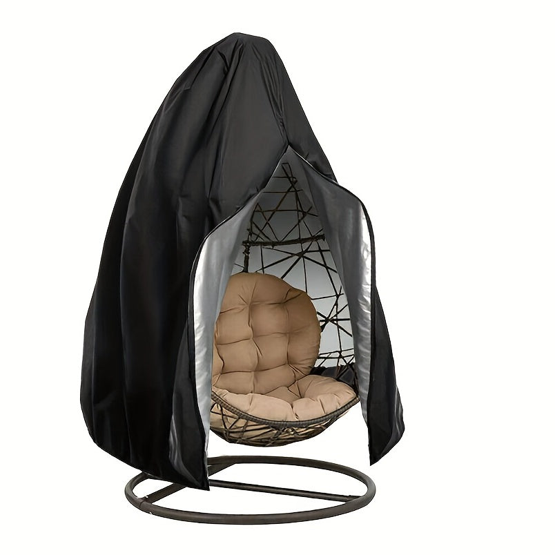 Patio Hanging Egg Chair Cover, Waterproof Swing Egg Chair Cover With Zipper, Wind-proof Egg Chair Cover With Bottom Buckle, Outdoor Wicker Single Seat Egg Chair Covers, Black ShopOnlyDeal