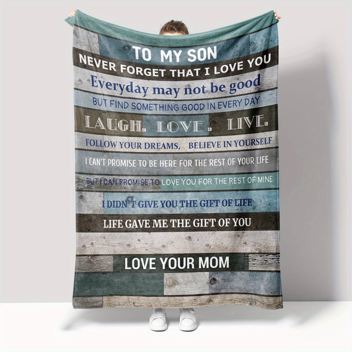 To My Son Gift From Mom Blanket Wood Grain Single Layer Blanket Sofa Cover Blanket Nap Blanket Outdoor Camping Decorative Blanket ShopOnlyDeal