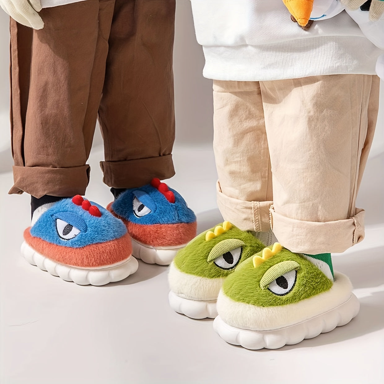 Dinosaur Slippers Cute Cartoon Dinosaur Furry House Shoes For Boys, Comfortable Non Slip Soft Bottom Walking Shoes For Indoor, All Seasons ShopOnlyDeal