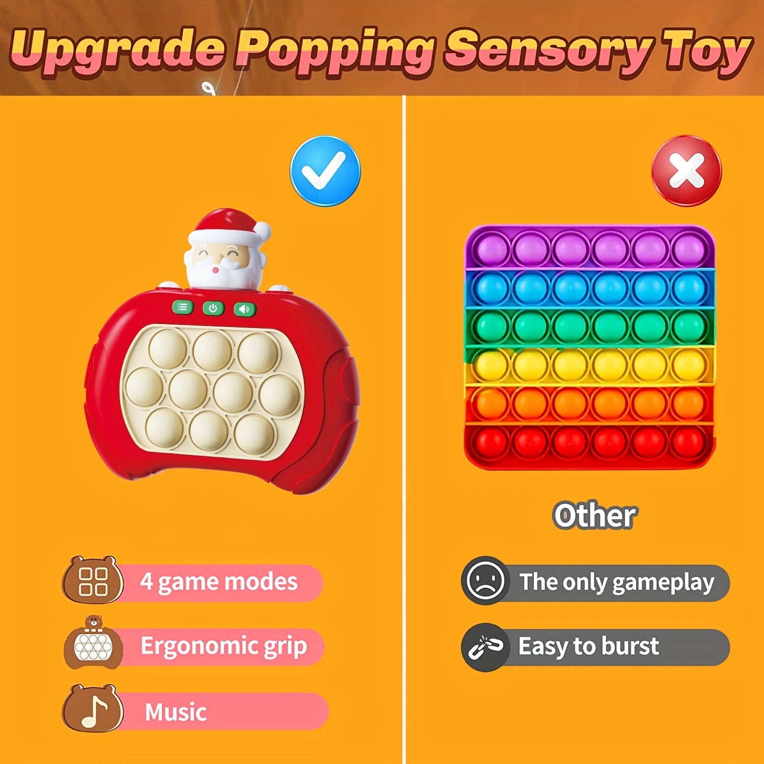 Christmas Handheld Game For Kids, Pop Fidget Game Toys, Quick Push Game, Bubble Stress Pop Light Up Game, Mini Games Sensory Toys For Autistic Children, Christmas Gifts For Boys&girls,teens - Temu ShopOnlyDeal