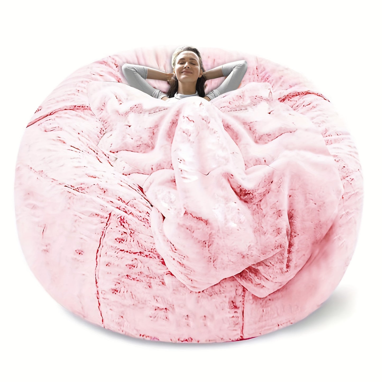 Big Round Bean Bag Chair Cover (only Cover, No Filling), Soft Fluffy Pv Fur Sofa Cover Living Room Furniture Protector, Sofa Bed Cover For Office Home Decor (cover Only, No Filler) - Temu ShopOnlyDeal