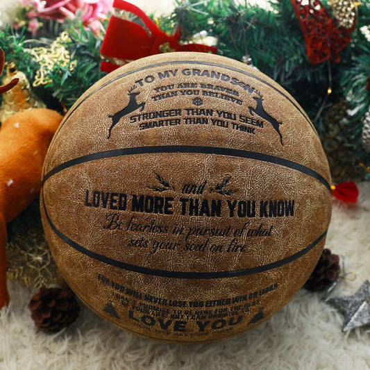 Basketball To My Grandson Gift Bravery-inspiring Leather Basketball For Grandsons ShopOnlyDeal