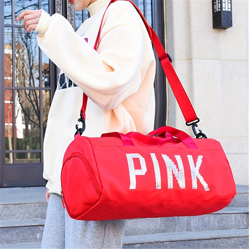 Pink Duffle Bag Large Capacity Travel Storage Bag Portable Duffel Bag Casual Sports Bag With Shoes Compartment | Free Shipping For New Users | Temu ShopOnlyDeal