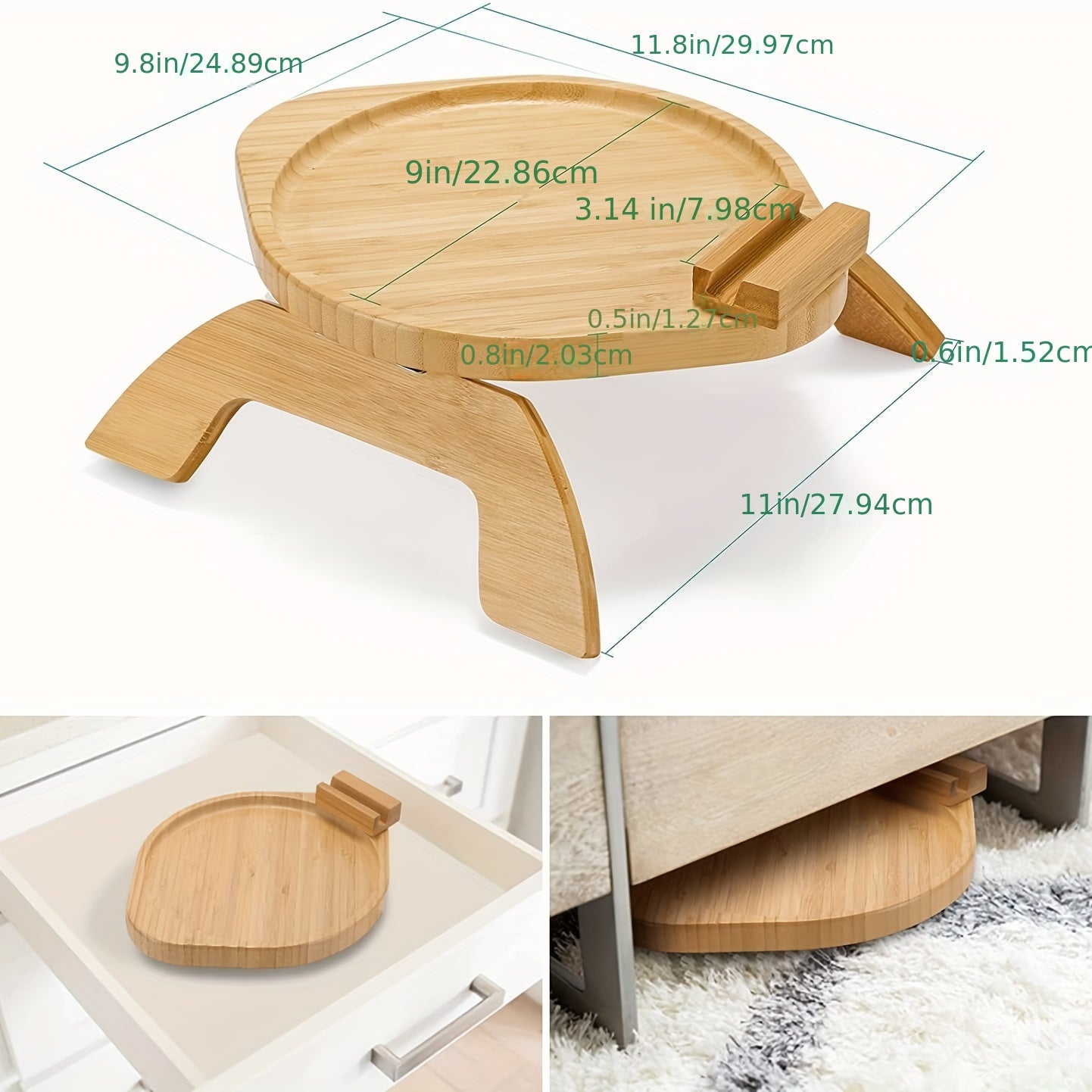 Bamboo Sofa Tray With Rotating Phone Holder Non-slip And Foldable Armrest Table - Perfect For Wide Sofas And Drink Holder Shelf - Temu ShopOnlyDeal