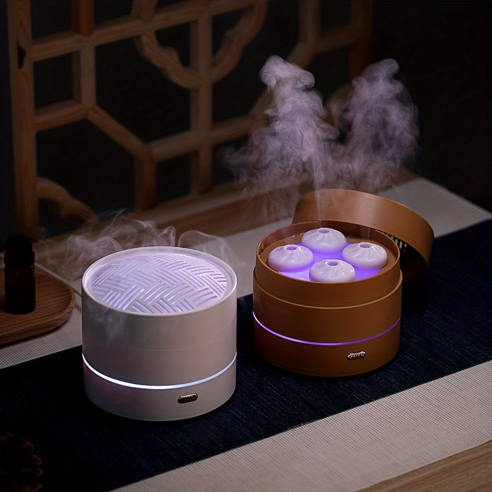 Ultrasonic Steaming Bun Aroma Diffuser With Four Spray Design, Led Night Light, And Essential Oil Diffuser For Home And Office ShopOnlyDeal