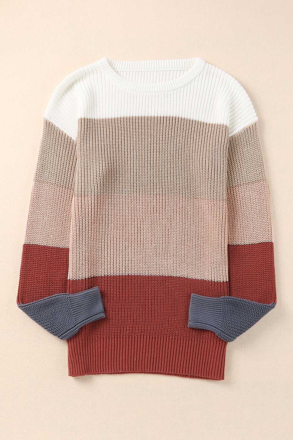 Color Block Round Neck Sweater: Elevate Your Wardrobe with Chic and Vibrant Style ShopOnlyDeal