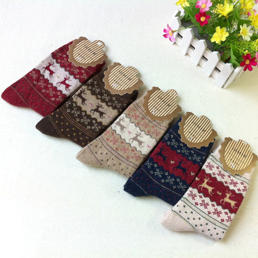 Christmas 5 Pair Girls Women Wool Socks Spring Winter To Keep Warm Sports Socks Christmas Gifts Fitness Yoga Tennis Sock Hiking Sock ShopOnlyDeal