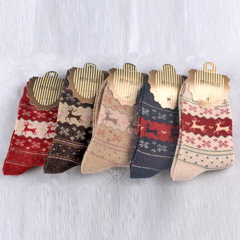 Christmas 5 Pair Girls Women Wool Socks Spring Winter To Keep Warm Sports Socks Christmas Gifts Fitness Yoga Tennis Sock Hiking Sock ShopOnlyDeal