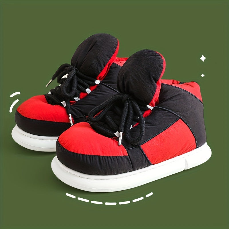 Women's Sneakers Slippers, Funny Colorblock Lace Up Keep Warm Plush Shoes, Indoor Non Slip Slippers - Temu ShopOnlyDeal