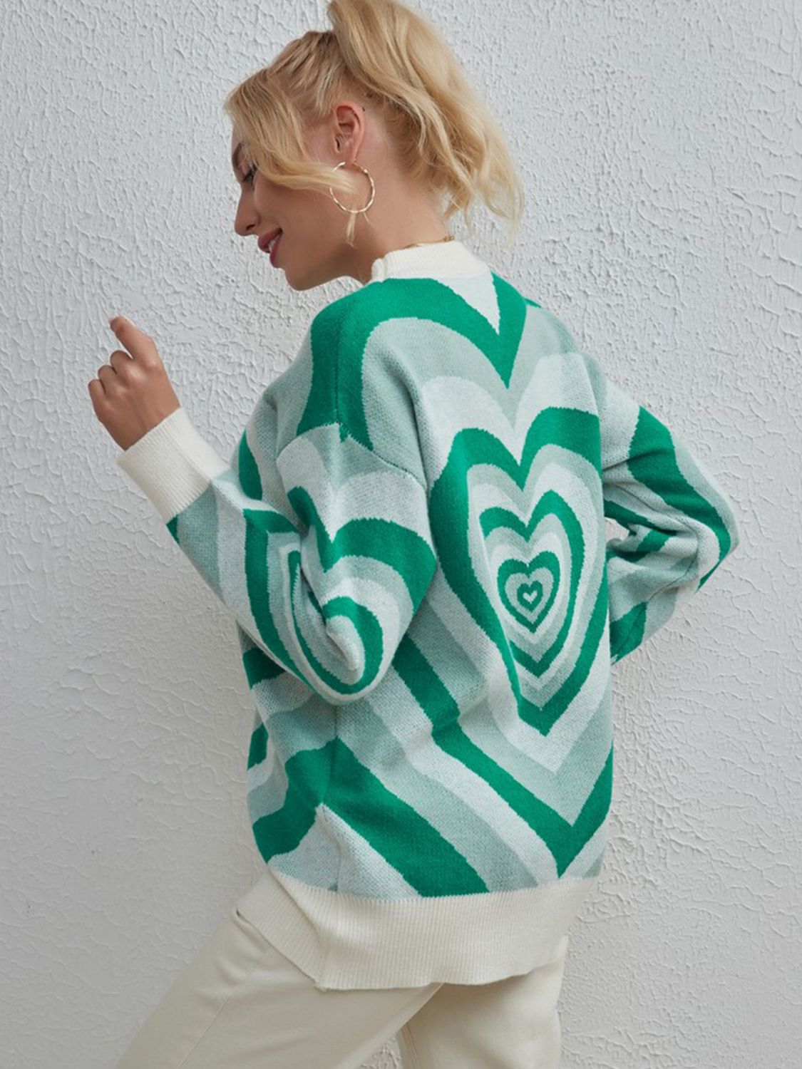 Heart Dropped Shoulder Sweater: Embrace Cozy Style with a Touch of Love and Elegance ShopOnlyDeal