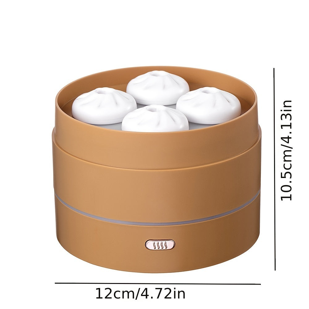 Ultrasonic Steaming Bun Aroma Diffuser With Four Spray Design, Led Night Light, And Essential Oil Diffuser For Home And Office ShopOnlyDeal