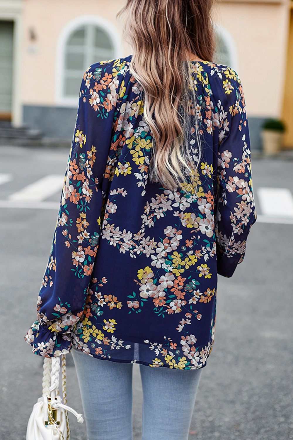 Floral Print Flounce Sleeve Blouse Trendsi