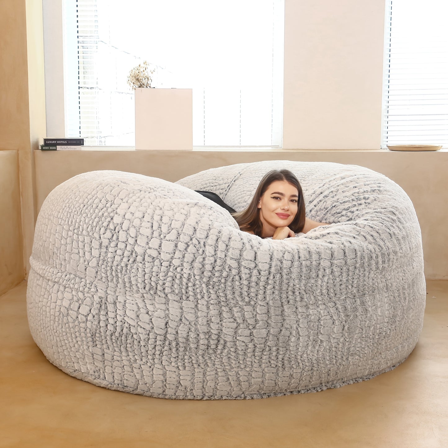 Crocodile Bean Bag Chair Cover, Large Circular Soft Pv Velvet Fluffy Cover, For Living Room Bedroom Office Home Decor, Without Filling - Temu ShopOnlyDeal