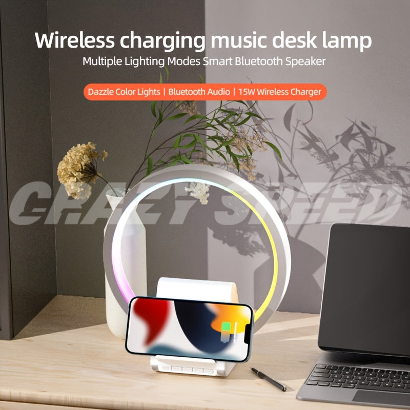 Christmas Gift For Lady With Wireless Speaker Led Colorful Music Light, Cozy Table Lamp, Smart Night Light, Wireless Charger Stand Radio Bedside Ambient Light, Christmas Gift For Lady Man Mom Girlfriends - Temu ShopOnlyDeal