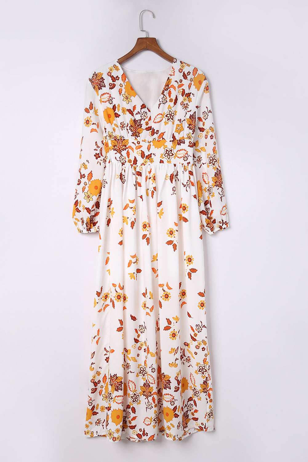 Effortlessly Elegant: Floral V-Neck Long Sleeve Maxi Dress for Every Occasion ShopOnlyDeal