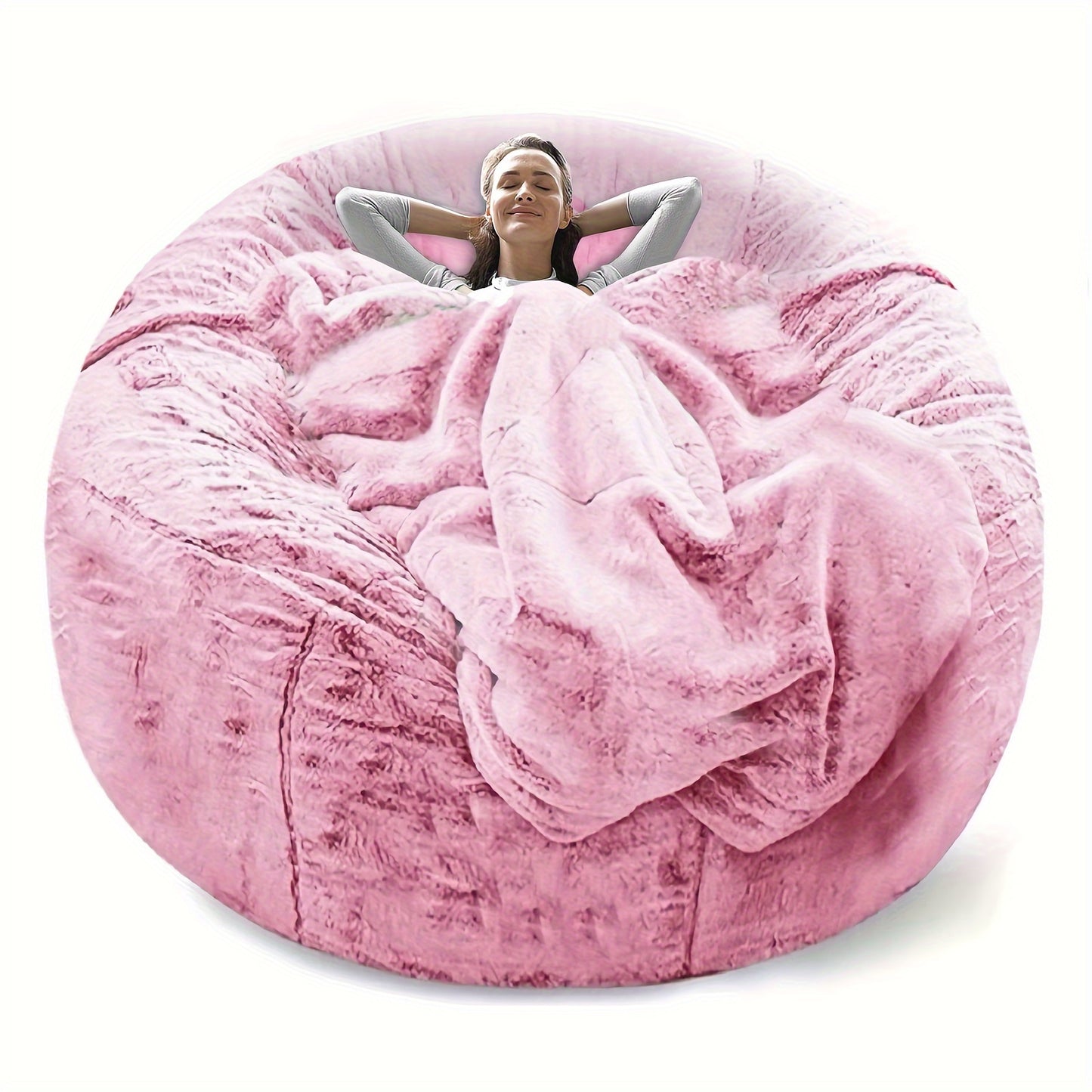 Big Round Bean Bag Chair Cover (only Cover, No Filling), Soft Fluffy Pv Fur Sofa Cover Living Room Furniture Protector, Sofa Bed Cover For Office Home Decor (cover Only, No Filler) - Temu ShopOnlyDeal