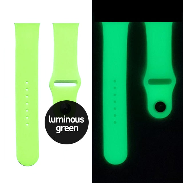 Luminous Silicone Strap For Apple Watch Band Ultra 49mm 8 7 45/41mm Sport Loop Bracelet For Iwatch 6 5 4 Se 44mm 42mm 40mm 38mm ShopOnlyDeal
