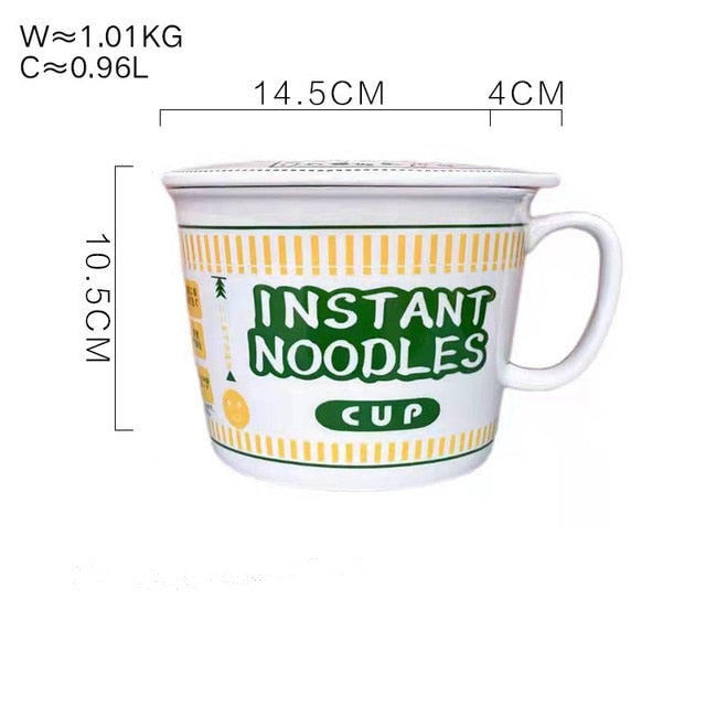 Instant noodle Mug - style creative instant noodle ceramic Cup bowl with cover bento box Student lunch box instant noodle Bowl soup Bowl set ShopOnlyDeal