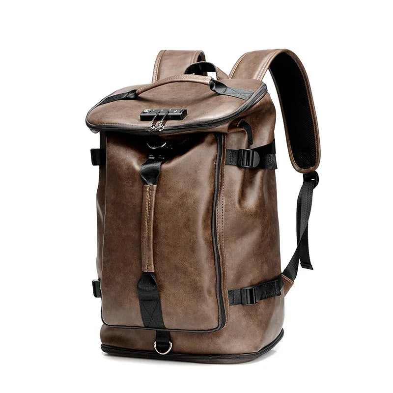 Waterproof Fashion Backpack for Men: M2 Leather High-Capacity School and Functional Bag ShopOnlyDeal