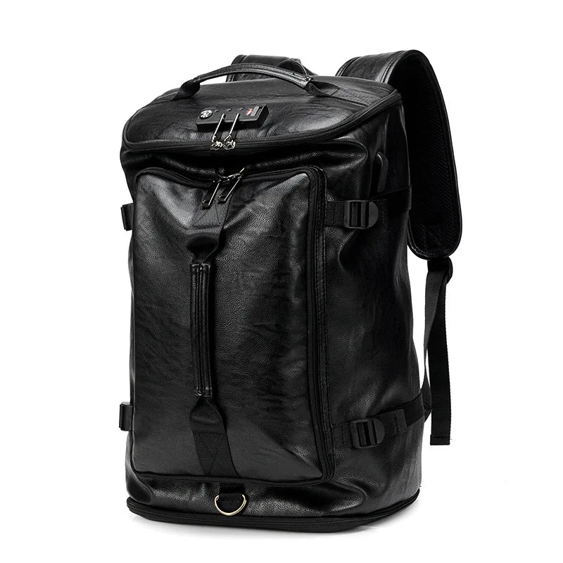 Waterproof Fashion Backpack for Men: M2 Leather High-Capacity School and Functional Bag ShopOnlyDeal