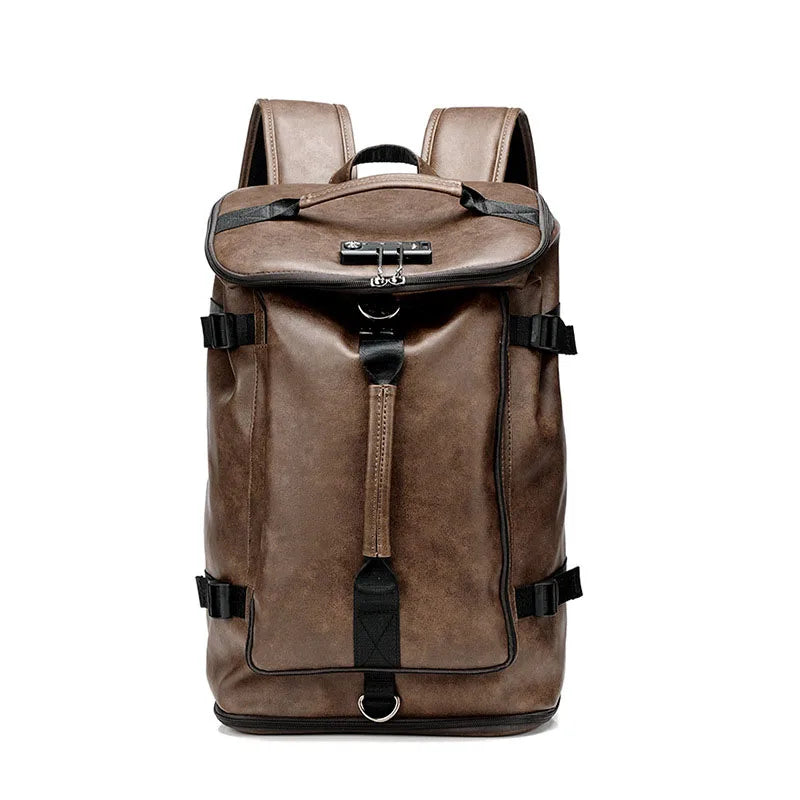 Waterproof Fashion Backpack for Men: M2 Leather High-Capacity School and Functional Bag ShopOnlyDeal